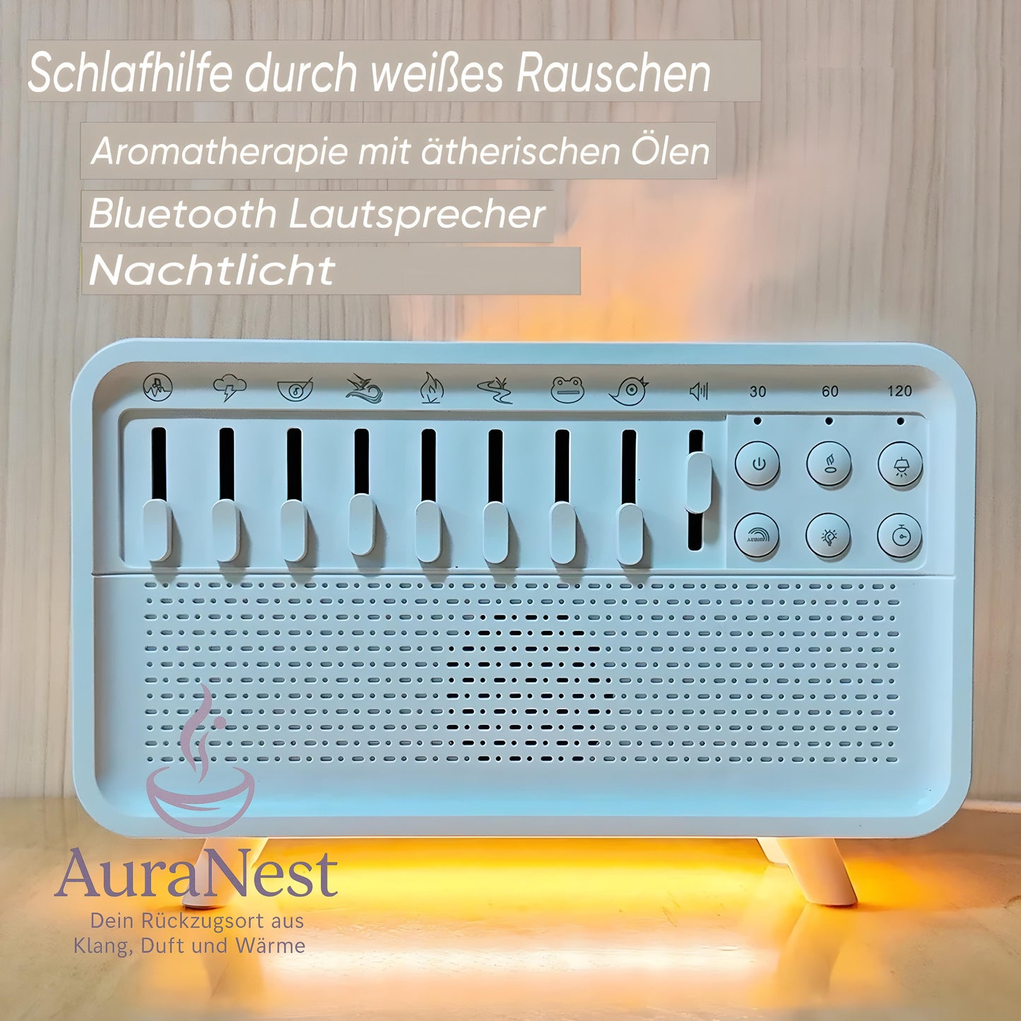 AuraNest™ Dein Rückzugsort aus Klang, Duft und Wärme.